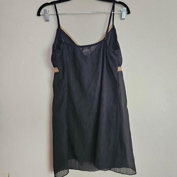 Meghan Noland LA Size XL Black Sheer Tank Top with Gold Trim - Picture 5 of 6